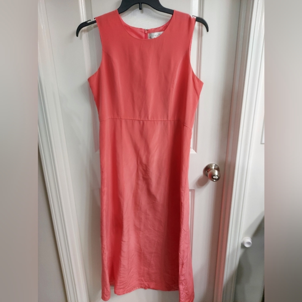EUC Women's Victoria Holley 100% SILK Pink Halter MAXI Dress, 12